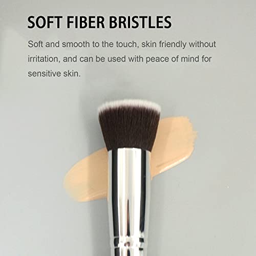 Flat Kabuki Foundation Brush - Soft Synthetic Makeup Brush for Liquid & Powder
