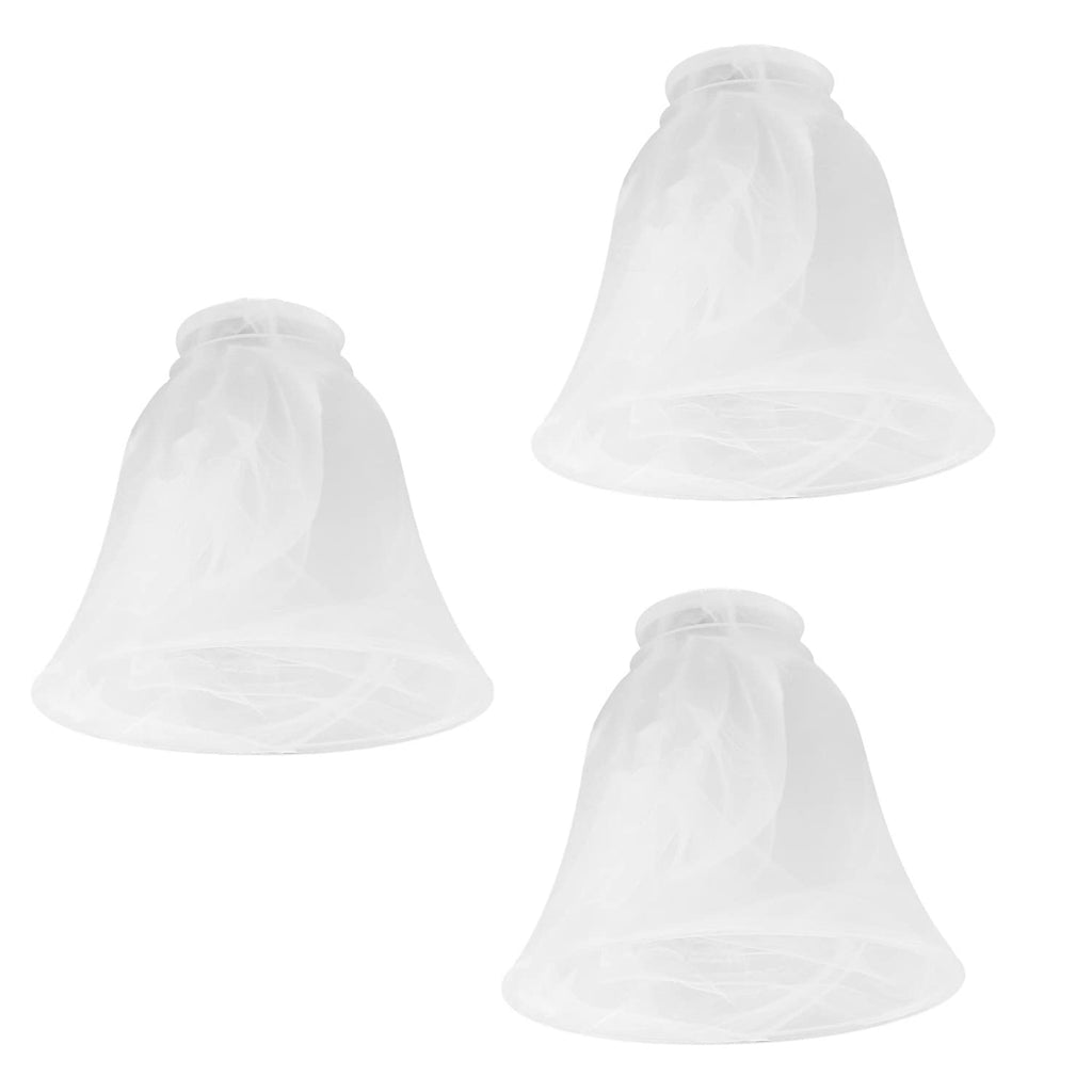 Voguad 3 Pack White Alabaster Ceiling Fan Light Covers, Bell Glass Shade Replacement Globe for Bathroom Vanity Fixture, Chandelier, Wall Sconce with 2 1/4 inch Fitter Opening, G0107