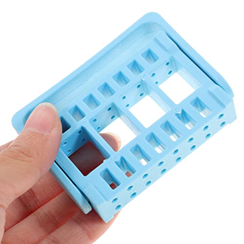 Beaupretty 16-Hole Nail Drill Bit Holder - Portable Manicure Organizer - Blue