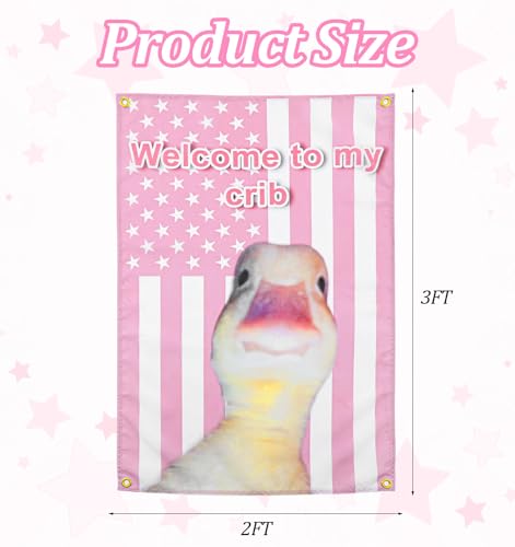 Welcome to My Crib Duck Flag - Pink American Flag Tapestry 2x3 Ft