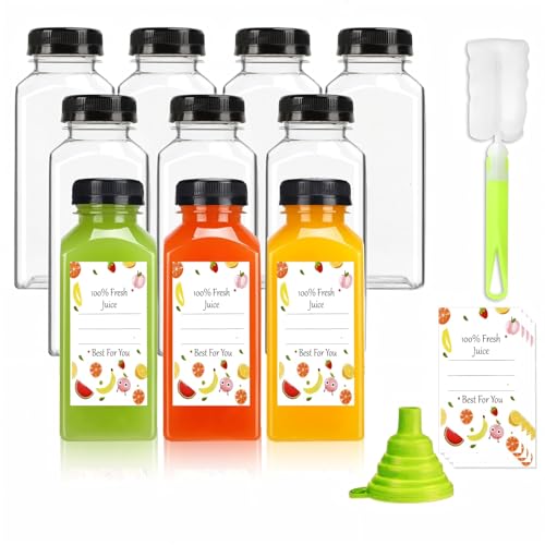 Sonfon 12oz Plastic Juice Bottles with Tamper-Evident Caps, 10 Pack