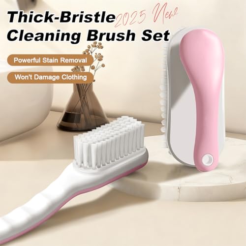 2-Pack Ergonomic Shoe Cleaning Brushes - Pink Set for Stains