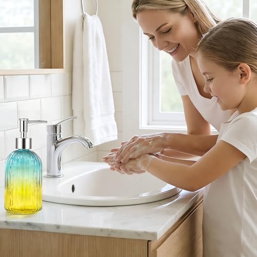 Gradient Glass Soap Dispenser Set - 16oz Hand Soap Bottles (2 Pack)