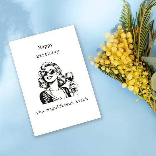 GVMGVM Funny Bad Bitch Birthday Card for Her - 8" 21st 25th 30th 40th for Bestie Sister Friend (Variation #8)