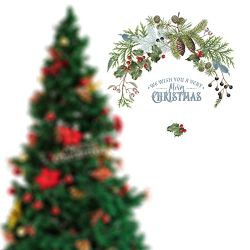 Christmas Decal Stickers Wall Decals for New Year Happy Christmas Tree Vinyl Wall Art Removable Modern Xmas010