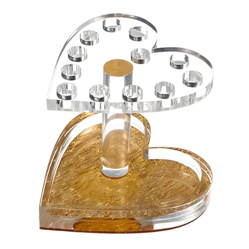 YOFAN Heart-Shaped Acrylic Makeup Brush Holder - 12-Slot Vanity Organizer