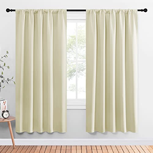 NICETOWN Blackout Curtains - 52x72 Inch Rod Pocket Drapes, Beige (2 Panels)