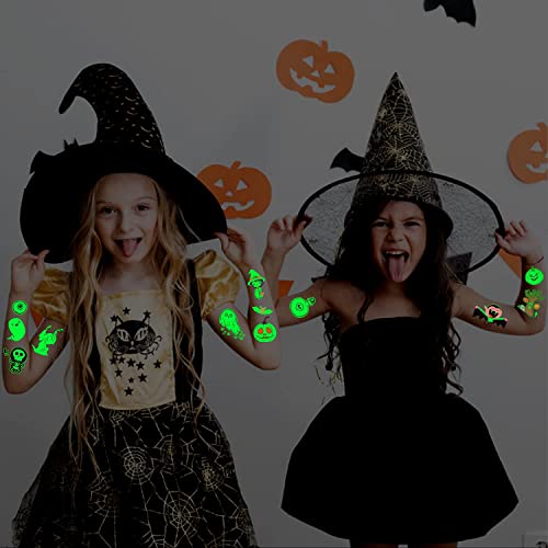 Glow-in-the-Dark Halloween Temporary Tattoos for Kids 24 Sheets