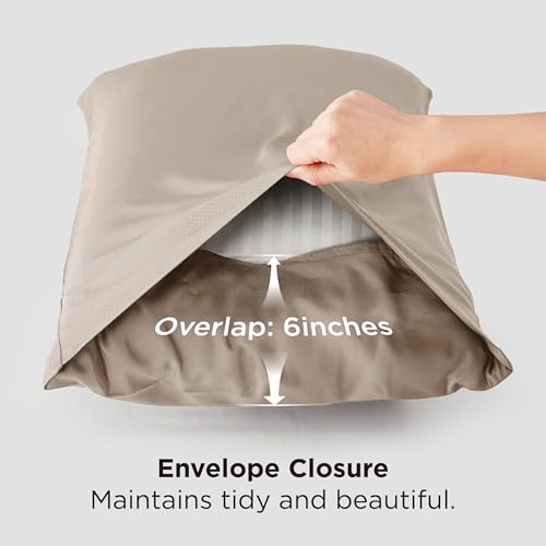 Bedsure Bamboo Pillowcases, Standard 20x26, Simply Taupe (Set of 2)