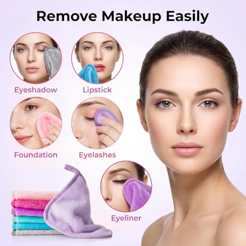 Sukh Reusable Makeup Remover Pads - 7-Pack Microfiber Face Wash Cloths