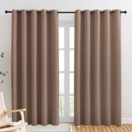 NICETOWN Cappuccino Blackout Curtain Panels - 70" x 84" (2 Pack) Grommet Drapes