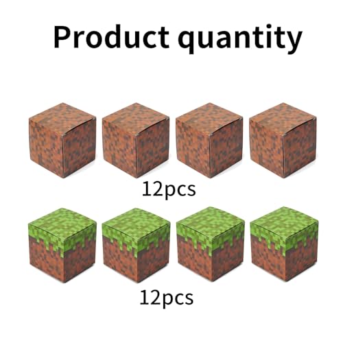 24 Pixel Gift Boxes for Video Game Party Decorations - 3.5x3.5 Inch