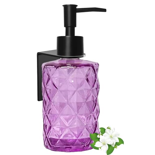 Purple Glass Soap Dispenser - 11oz Wall-Mounted Shampoo Bottle