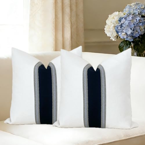 Slow Cow Black White Patchwork Throw Pillow Covers 18x18" - Pack of 2