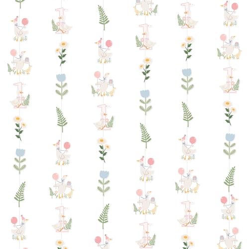 One Silly Goose Birthday Decorations Set - 6 Pink Paper Garlands