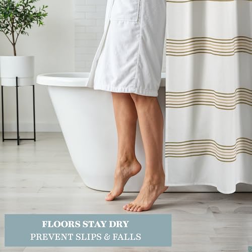 LANE LINEN 2-in-1 Waffle Weave Shower Curtain - Waterproof, 72x72 - Beige