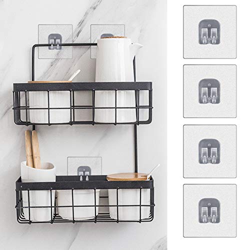 YeeBeny Transparent Corner Shower Caddy Adhesive Hooks 4 Pack for Bathroom