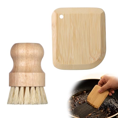 Bamboo Dish Scrub Brush & Pan Scraper Set - Eco-Friendly Kitchen Tools