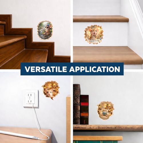 3D Mouse Hole Wall Stickers - 78 Pcs Vinyl Decal Set