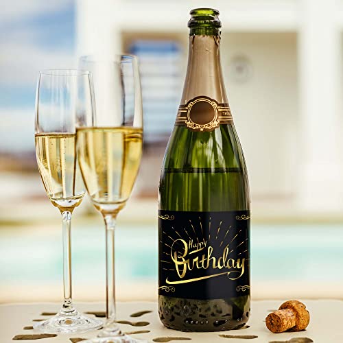 2-Pack Self-Adhesive Happy Birthday Bottle Labels for Wine & Champagne