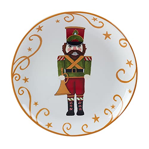 Holiday Magic Nutcracker Dessert Plates Set of 4 - Medium 9 Inch Christmas Dinnerware