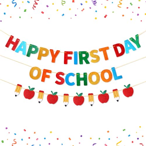 Happy First Day of School Banner, Classroom and Home Decor