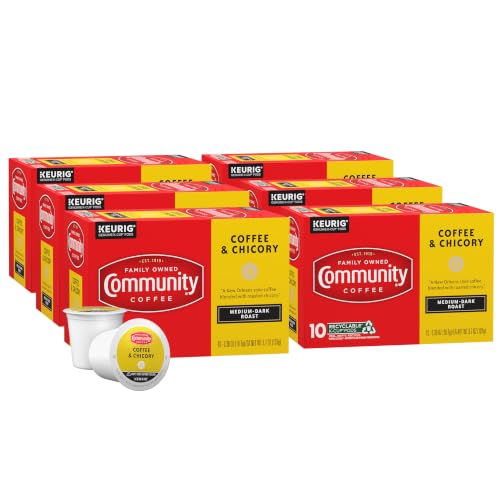 Community Coffee & Chicory K-Cups, Medium Dark Roast, 60 Count (6 Packs)