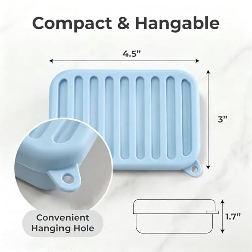 Leak-Proof Silicone Travel Soap Case with Lid & Drainage Pad - Fits Most Soap Bars