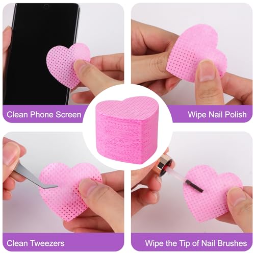 Lint Free Nail Wipes and Pump Dispenser Bottle Set (200 Pcs, Pink)