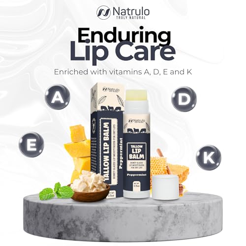 Natrulo Beef Tallow Lip Balm – Grass Fed Tallow & Beeswax Peppermint Chapstick