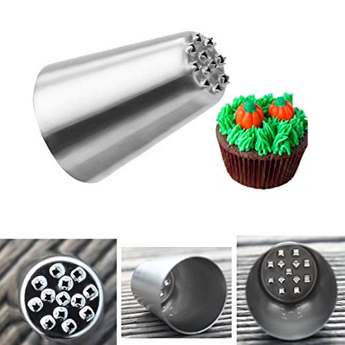 DaNaRaa 8-Piece Stainless Steel Piping Tips Set & Russian Grass Cream Nozzles