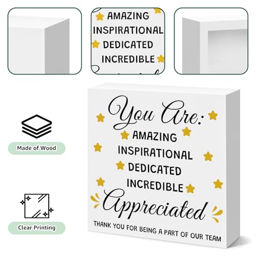 Wooden Box Sign - Inspirational Thank You Gift for Coworkers