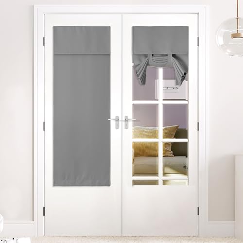 NICETOWN Adhesive Blackout Door Curtain - 26x64 Inch, Silver Grey