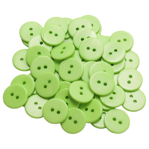 Lilaly 50-Pack 5/8-Inch Green Resin Buttons for Crafts