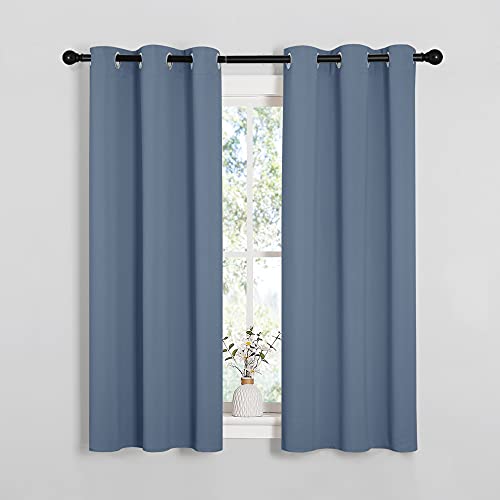NICETOWN Set of 2 Kitchen Curtains 34x54 Inches Stone Blue Blackout Drapes
