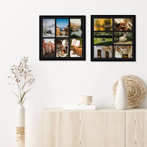 13x13 Collage Picture Frame, Holds 6 4x6 Photos or One 13x13 Print, Black