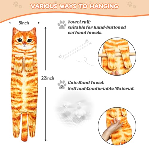 Orange Cat Hand Towel, Decorative Hanging Kitchen and Bathroom Towel
