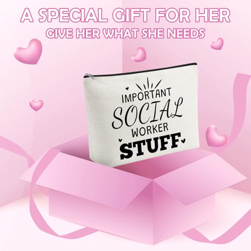 Social Worker Makeup Bag - Appreciation Gift Cosmetic Pouch, 10x7