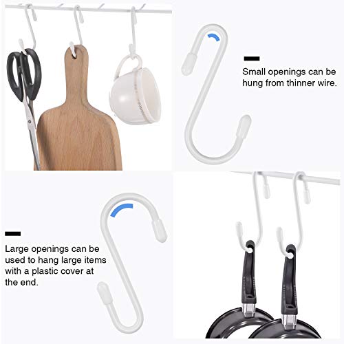 Hotop 2.4 Inch Heavy Duty S Hooks - 36 Piece White Metal Hanging Utility Set