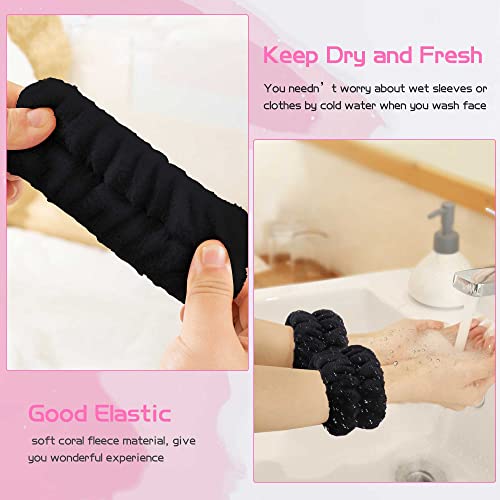 Black Spa Headband and Wristbands Set for Washing Face and Skincare
