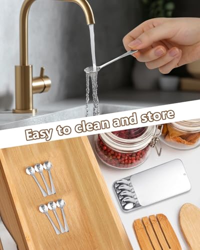 6PCS Mini Stainless Steel Spoons - 2.9 Inch Measuring Spoons for Spices & Sugar