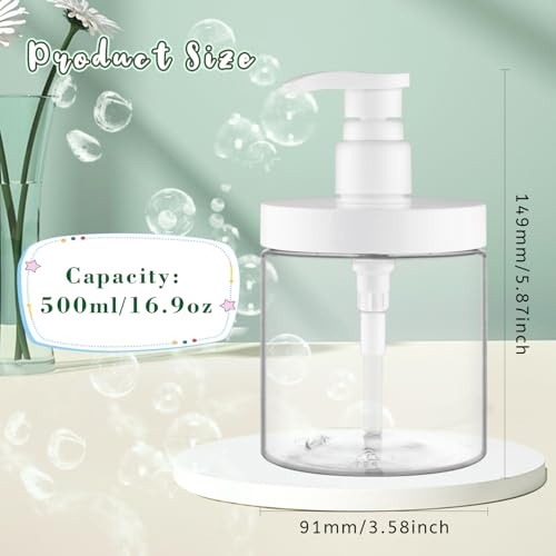 4 Pack 500ml Clear Plastic Pump Bottles for Shampoo & Lotion