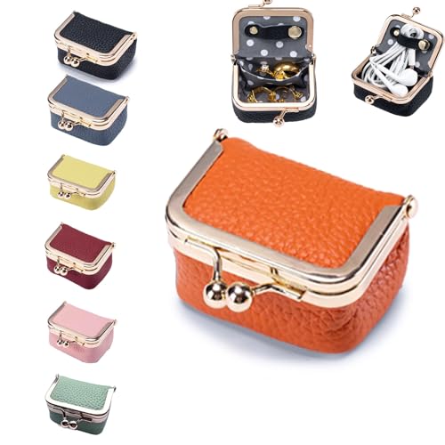 FURZART Mini Travel Jewelry Case - Portable Leather Organizer, Orange