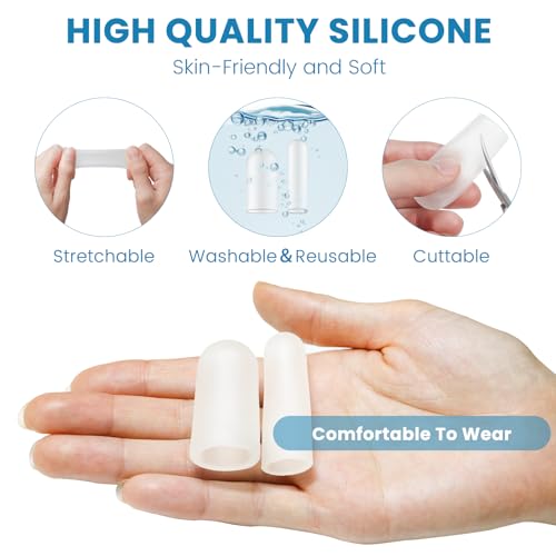 20Pcs Gel Finger Cots, Small Silicone Finger Protectors Sleeves, Fingertip Cover Caps to Heal Cracked, Eczema, Peeling, Hangnails, Corn, Calluses