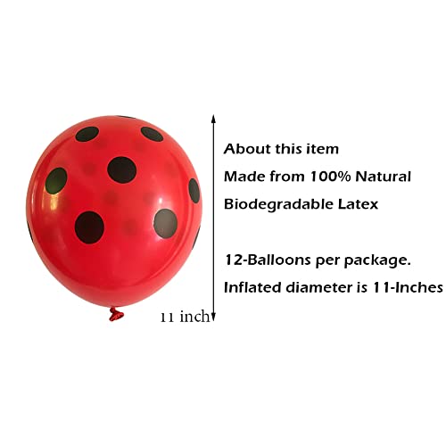 Biodegradable Black Polka Dot Latex Balloons - 11-Inch, 12-Pack