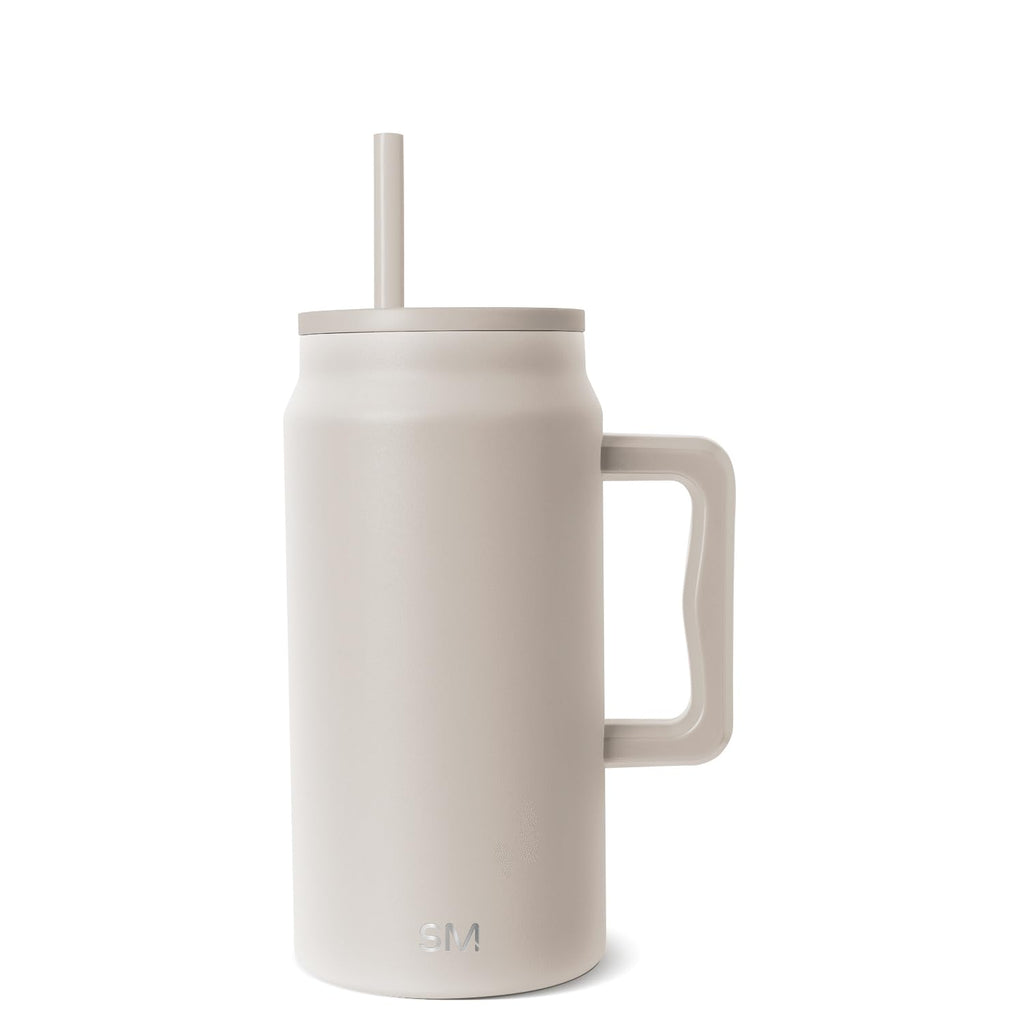 Simple Modern 50 oz Mug Tumbler with Handle and Straw Lid | Reusable Insulated Stainless Steel Large Travel Jug Water Bottle | Gifts for Women Men Him Her | Trek Collection | Almond Birch