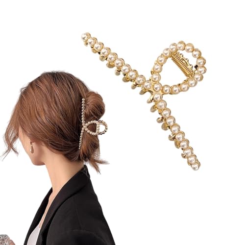Metal Pearl Hair Claw Clip Large Rhinestone Hair Accessories for Women
