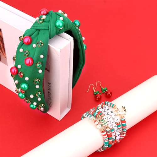 Semato 9-Piece Christmas Accessory Set with Headband, Earrings & Bracelets