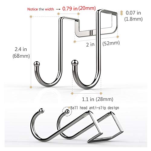 Poeland 304 Stainless Steel Over Cabinet Double Hooks - 4 Pack