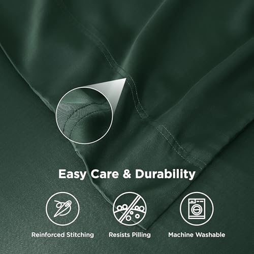 Cooling Bamboo Pillow Cases Set of 2 - Forest Green, 20x26 Inches